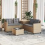 Sofá de jardín en forma de L con mesa y cojines ratán PE beige en Conjuntos de jardín | Comprar online en Foru.es