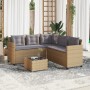 Sofá de jardín en forma de L con mesa y cojines ratán PE beige en Conjuntos de jardín | Comprar online en Foru.es