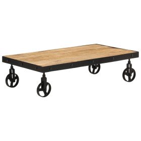 Mesa de centro con ruedas madera maciza de mango 100x55x26 cm en Mesas de centro | Comprar online en Foru.es