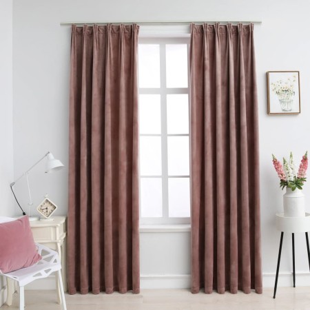 Cortinas opacas ganchos 2 pzas terciopelo rosa viejo 140x245 cm de vidaXL, Cortinas y visillos - Ref: Foro24-134526, Precio: ...
