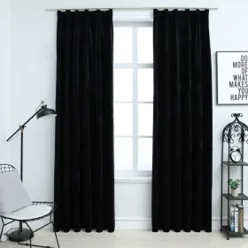 Cortinas opacas con ganchos 2 pzas terciopelo negro 140x225 cm de vidaXL, Cortinas y visillos - Ref: Foro24-134493, Precio: 5...