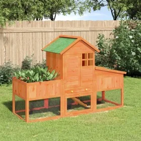Solid brown pine wood hutch 170x63x113 cm by vidaXL, Cages and habitats for small animals - Ref: Foro24-172292, Price: 194,08...