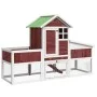 Conejera de madera maciza de pino mocha 170x63x113 cm de vidaXL, Jaulas y habitáculos para animales pequeños - Ref: Foro24-17...
