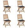 Sillas de jardín plegables 4 uds y cojines madera maciza acacia en Sillas de jardín | Comprar online en Foru.es