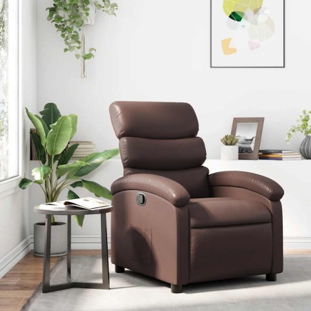 Sillón reclinable de cuero sintético marrón en Sillones | Comprar online en Foru.es