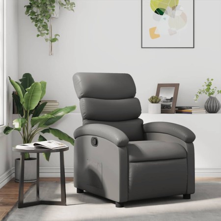 Sillón reclinable de cuero sintético gris en Sillones | Comprar online en Foru.es