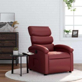Sillón reclinable de cuero sintético rojo tinto en Sillones | Comprar online en Foru.es