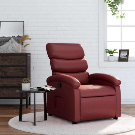 Sillón reclinable de cuero sintético rojo tinto en Sillones | Comprar online en Foru.es