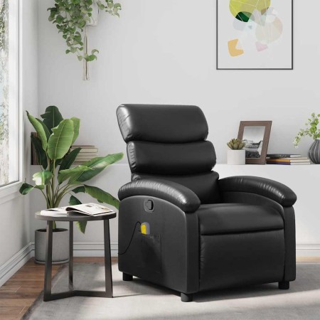 Sillón de masaje reclinable cuero sintético negro en Sillones | Comprar online en Foru.es