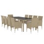 Juego de comedor de jardín de 11 piezas ratán sintético beige de vidaXL, Conjuntos de jardín - Ref: Foro24-3058574, Precio: 8...