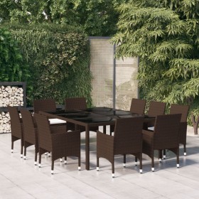 Juego de comedor de jardín 11 piezas ratán sintético marrón de vidaXL, Conjuntos de jardín - Ref: Foro24-3058565, Precio: 839...