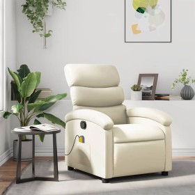 Sillón reclinable de masaje cuero sintético crema en Sillones | Comprar online en Foru.es