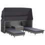 Sofá cama extensible 3 plazas con capota ratán sintético gris de vidaXL, Sofás de exterior - Ref: Foro24-46077, Precio: 802,0...