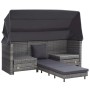 Sofá cama extensible 3 plazas con capota ratán sintético gris de vidaXL, Sofás de exterior - Ref: Foro24-46077, Precio: 802,0...