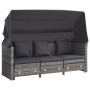 Sofá cama extensible 3 plazas con capota ratán sintético gris de vidaXL, Sofás de exterior - Ref: Foro24-46077, Precio: 802,0...