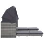 Sofá cama extensible 3 plazas con capota ratán sintético gris de vidaXL, Sofás de exterior - Ref: Foro24-46077, Precio: 802,0...