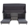 Sofá cama extensible 3 plazas con capota ratán sintético gris de vidaXL, Sofás de exterior - Ref: Foro24-46077, Precio: 802,0...