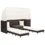 Sofá cama de jardín 3 plazas con capota ratán sintético marrón de vidaXL, Sofás de exterior - Ref: Foro24-46076, Precio: 623,...