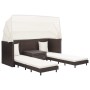 Sofá cama de jardín 3 plazas con capota ratán sintético marrón de vidaXL, Sofás de exterior - Ref: Foro24-46076, Precio: 681,...