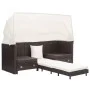 Sofá cama de jardín 3 plazas con capota ratán sintético marrón de vidaXL, Sofás de exterior - Ref: Foro24-46076, Precio: 623,...