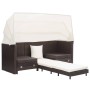 Sofá cama de jardín 3 plazas con capota ratán sintético marrón de vidaXL, Sofás de exterior - Ref: Foro24-46076, Precio: 681,...