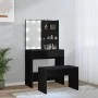 Juego de tocador con LED madera contrachapada negro de vidaXL, Tocadores para dormitorios - Ref: Foro24-3114108, Precio: 107,...