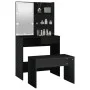 Juego de tocador con LED madera contrachapada negro de vidaXL, Tocadores para dormitorios - Ref: Foro24-3114108, Precio: 107,...
