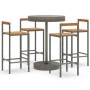 Mesa bar y taburetes jardín 5 pzas madera acacia ratán PE gris de vidaXL, Conjuntos de jardín - Ref: Foro24-3187721, Precio: ...