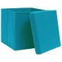 Caja de almacenaje con tapa 4 uds tela azul celeste 32x32x32 cm de vidaXL, Cestas para almacenaje - Ref: Foro24-288374, Preci...