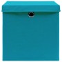 Caja de almacenaje con tapa 4 uds tela azul celeste 32x32x32 cm de vidaXL, Cestas para almacenaje - Ref: Foro24-288374, Preci...