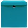 Caja de almacenaje con tapa 4 uds tela azul celeste 32x32x32 cm de vidaXL, Cestas para almacenaje - Ref: Foro24-288374, Preci...