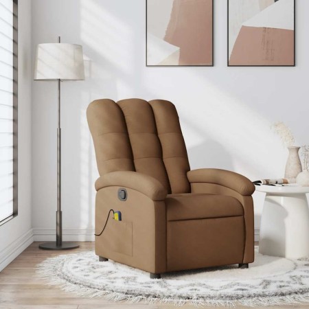 Sillón reclinable con masaje de tela marrón en Sillones | Comprar online en Foru.es