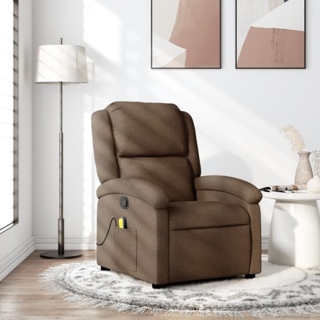 Sillón reclinable con masaje de tela marrón en Sillones | Comprar online en Foru.es