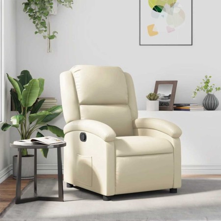 Sillón reclinable de cuero sintético crema en Sillones | Comprar online en Foru.es