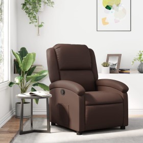 Sillón reclinable de cuero sintético marrón en Sillones | Comprar online en Foru.es