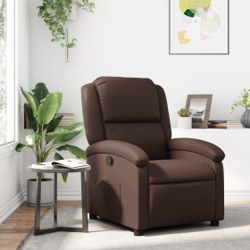 Sillón reclinable de cuero sintético marrón en Sillones | Comprar online en Foru.es