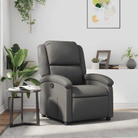 Sillón reclinable de cuero sintético gris en Sillones | Comprar online en Foru.es
