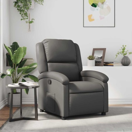 Sillón reclinable de cuero sintético gris en Sillones | Comprar online en Foru.es