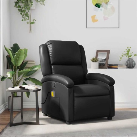 Sillón de masaje reclinable cuero sintético negro en Sillones | Comprar online en Foru.es