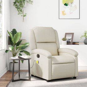 Sillón reclinable de masaje cuero sintético crema en Sillones | Comprar online en Foru.es
