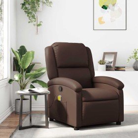 Sillón de masaje reclinable cuero sintético marrón en Sillones | Comprar online en Foru.es