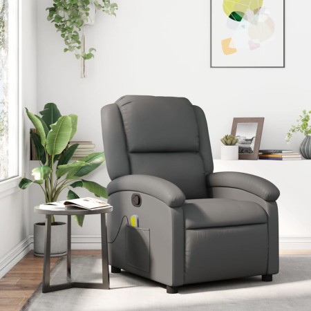 Sillón de masaje reclinable cuero sintético gris en Sillones | Comprar online en Foru.es