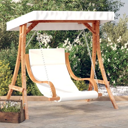 Columpio con cojín y toldo madera maciza de abeto de vidaXL, Balancines de jardín - Ref: Foro24-3200629, Precio: 324,86 €, De...