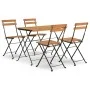 Muebles cafetería plegables 5 pzas madera maciza acacia y acero de vidaXL, Conjuntos de jardín - Ref: Foro24-3152098, Precio:...