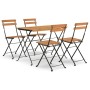 Muebles cafetería plegables 5 pzas madera maciza acacia y acero de vidaXL, Conjuntos de jardín - Ref: Foro24-3152098, Precio:...