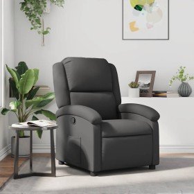 Sillón reclinable de cuero auténtico gris en Sillones | Comprar online en Foru.es