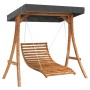 Tumbona columpio con toldo madera maciza abeto acabado de teca de vidaXL, Balancines de jardín - Ref: Foro24-3200626, Precio:...