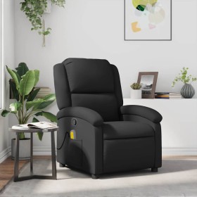Sillón reclinable de masaje cuero auténtico negro en Sillones | Comprar online en Foru.es