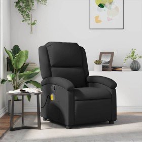 Sillón reclinable de masaje cuero auténtico negro en Sillones | Comprar online en Foru.es