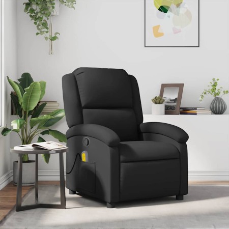 Sillón reclinable de masaje cuero auténtico negro en Sillones | Comprar online en Foru.es